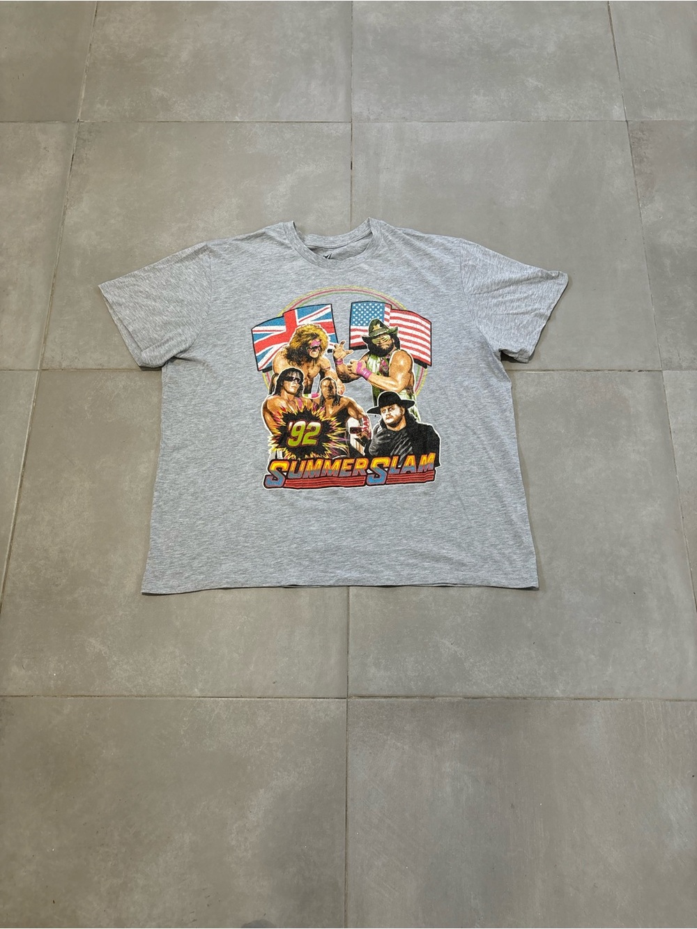 WWE Grey SummerSlam '92 Graphic Kids Tee with Multi-Color Print